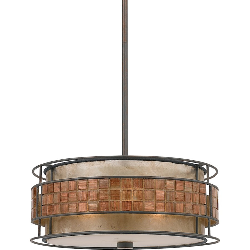 Quoizel Laguna 16in 3-Light Pendant | Naturals Renaissance Copper and Oyster Mica | Dining Room & Kitchen Island | 16 x 16 x 6.5 in | Model MC842CRC