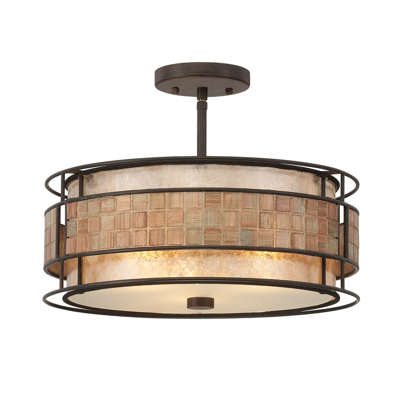 Quoizel Laguna 16in 3-Light Semi-Flush Mount | Naturals Renaissance Copper and Oyster Mica | Bedroom & Hallway | 16 x 16 x 12 in | Model MC842SRC