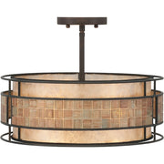 Quoizel Laguna 16in 3-Light Semi-Flush Mount | Naturals Renaissance Copper and Oyster Mica | Bedroom & Hallway | 16 x 16 x 12 in | Model MC842SRC