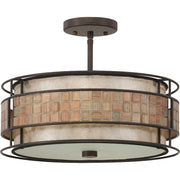Quoizel Laguna 16in 3-Light Semi-Flush Mount | Naturals Renaissance Copper and Oyster Mica | Bedroom & Hallway | 16 x 16 x 12 in | Model MC842SRC