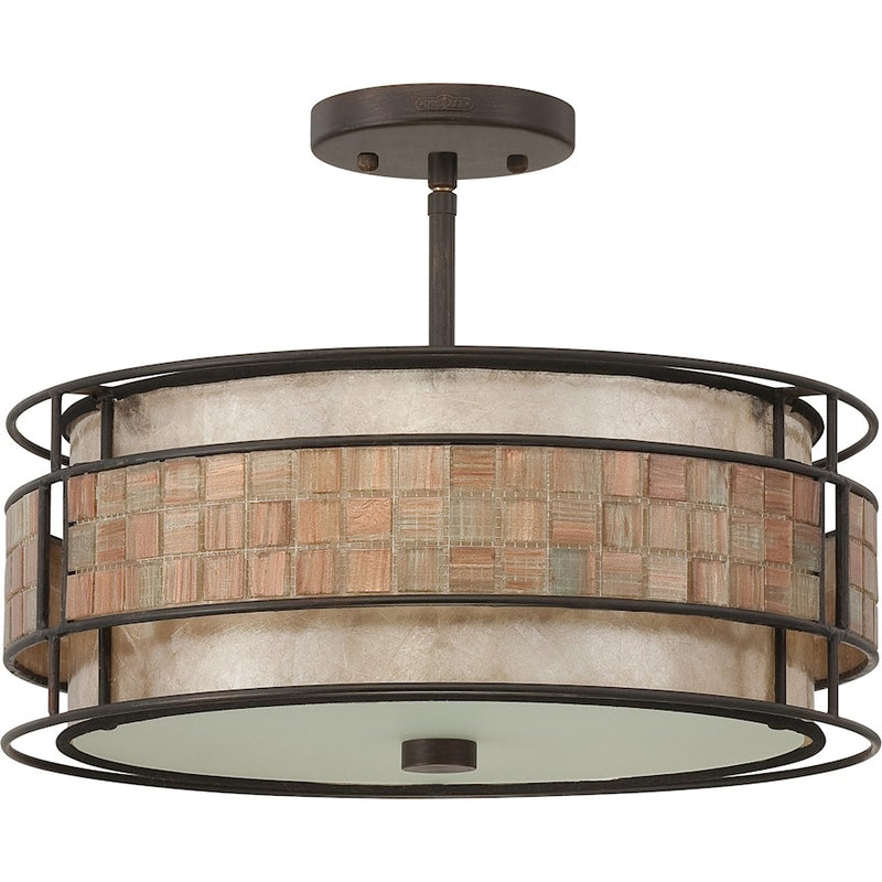 Quoizel Laguna 16in 3-Light Semi-Flush Mount | Naturals Renaissance Copper and Oyster Mica | Bedroom & Hallway | 16 x 16 x 12 in | Model MC842SRC