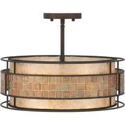 Quoizel Laguna 16in 3-Light Semi-Flush Mount | Naturals Renaissance Copper and Oyster Mica | Bedroom & Hallway | 16 x 16 x 12 in | Model MC842SRC