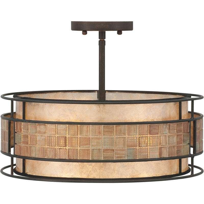Quoizel Laguna 16in 3-Light Semi-Flush Mount | Naturals Renaissance Copper and Oyster Mica | Bedroom & Hallway | 16 x 16 x 12 in | Model MC842SRC