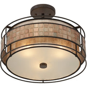Quoizel Laguna 16in 3-Light Semi-Flush Mount | Naturals Renaissance Copper and Oyster Mica | Bedroom & Hallway | 16 x 16 x 12 in | Model MC842SRC