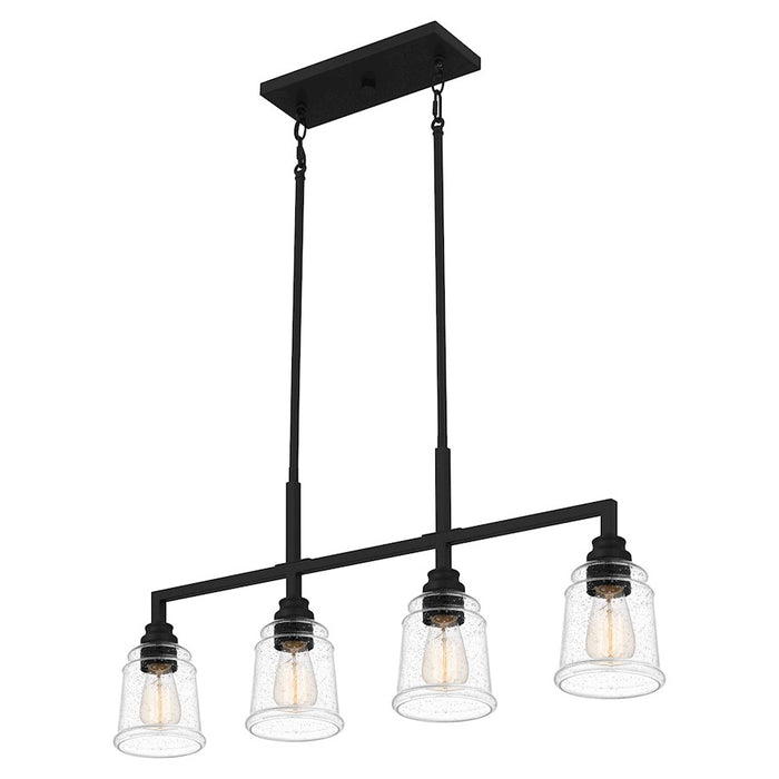 Quoizel Mcintire 4 Light Island Light, Matte Black/Clear Seedy