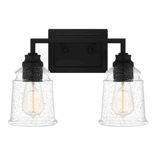 Quoizel Mcintire 2 Light Bath Light, Matte Black/Clear Seedy