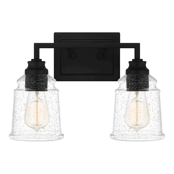 Quoizel Mcintire 2 Light Bath Light, Matte Black/Clear Seedy
