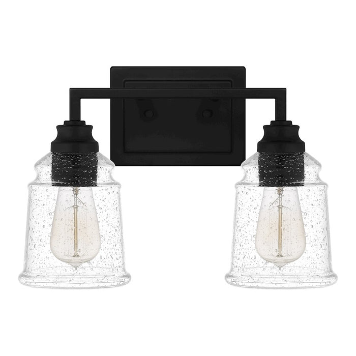 Quoizel Mcintire 2 Light Bath Light, Matte Black/Clear Seedy