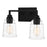Quoizel Mcintire 2 Light Bath Light, Matte Black/Clear Seedy