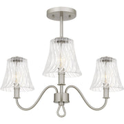 Quoizel McKinney 3Lt Semi-Flush Mount, Nickel/Clear Swirl - MCK1722BN