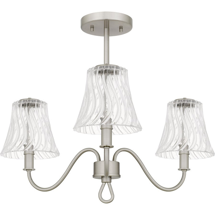 Quoizel McKinney 3Lt Semi-Flush Mount, Nickel/Clear Swirl