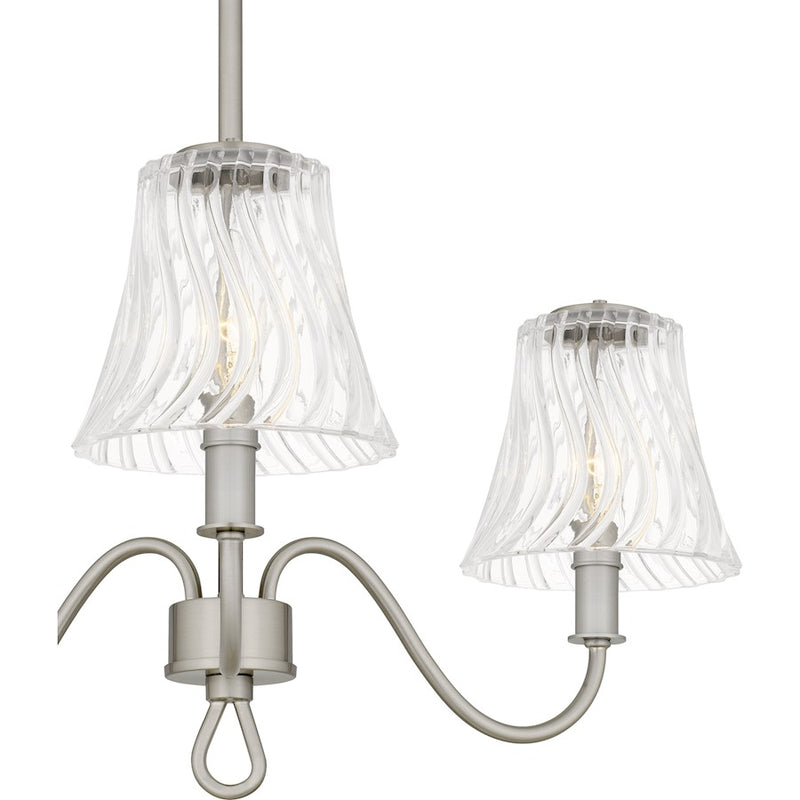 Quoizel McKinney 3Lt Semi-Flush Mount, Nickel/Clear Swirl