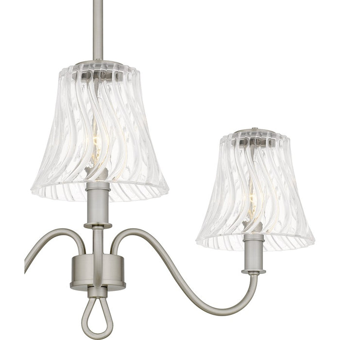 Quoizel McKinney 3Lt Semi-Flush Mount, Nickel/Clear Swirl