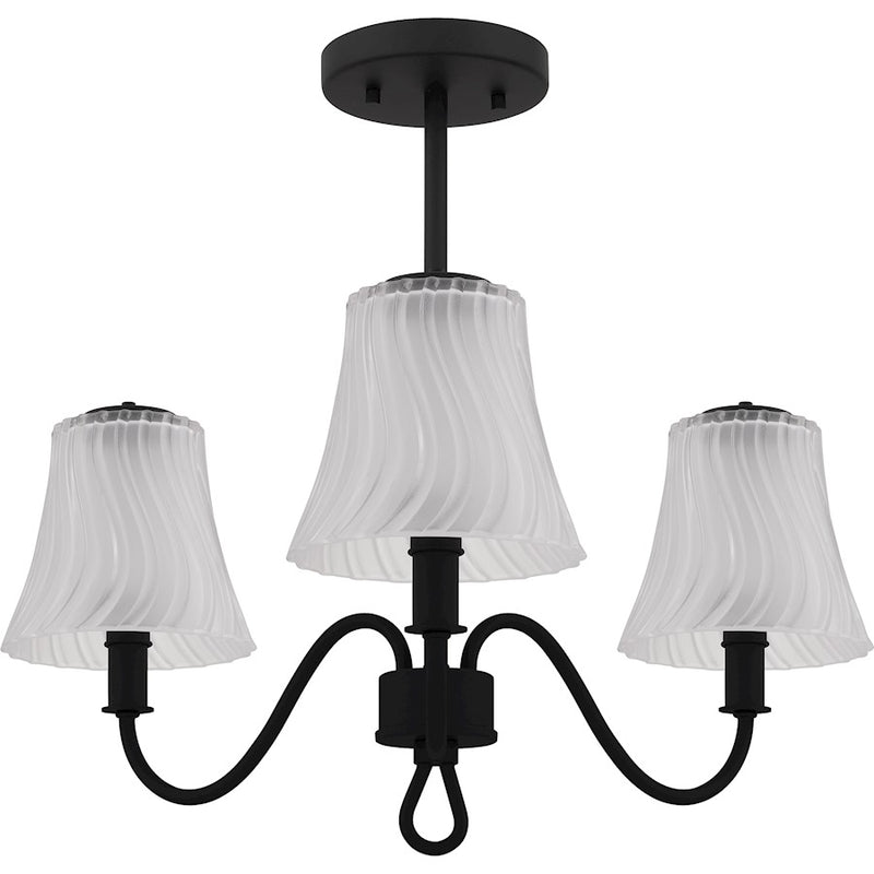 Quoizel McKinney 3Lt Semi-Flush, Black/Clear/Sandblasted/Swirl