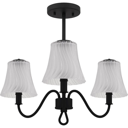 Quoizel McKinney 3Lt Semi-Flush, Black/Clear/Sandblasted/Swirl