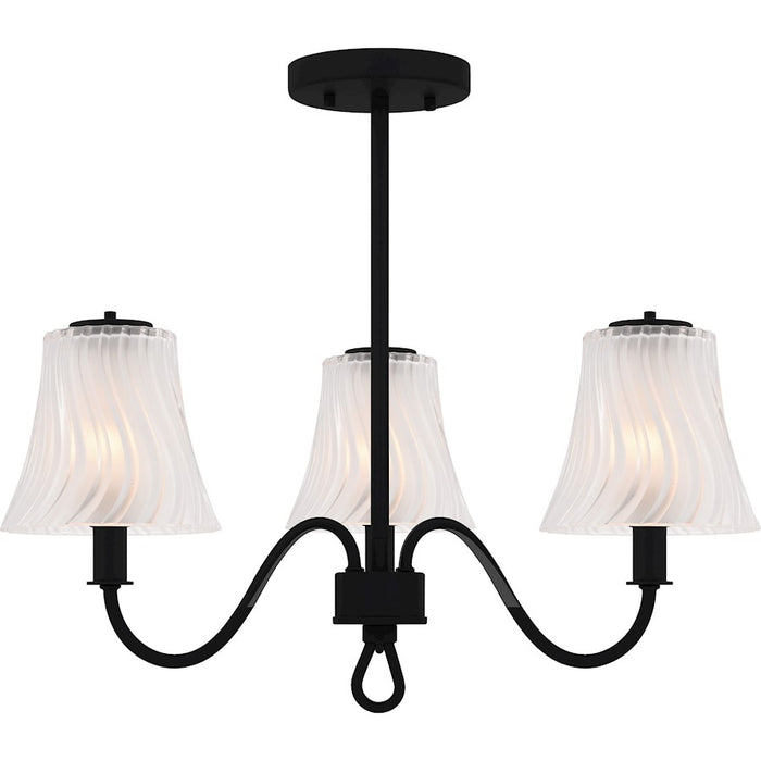Quoizel McKinney 3Lt Semi-Flush, Black/Clear/Sandblasted/Swirl