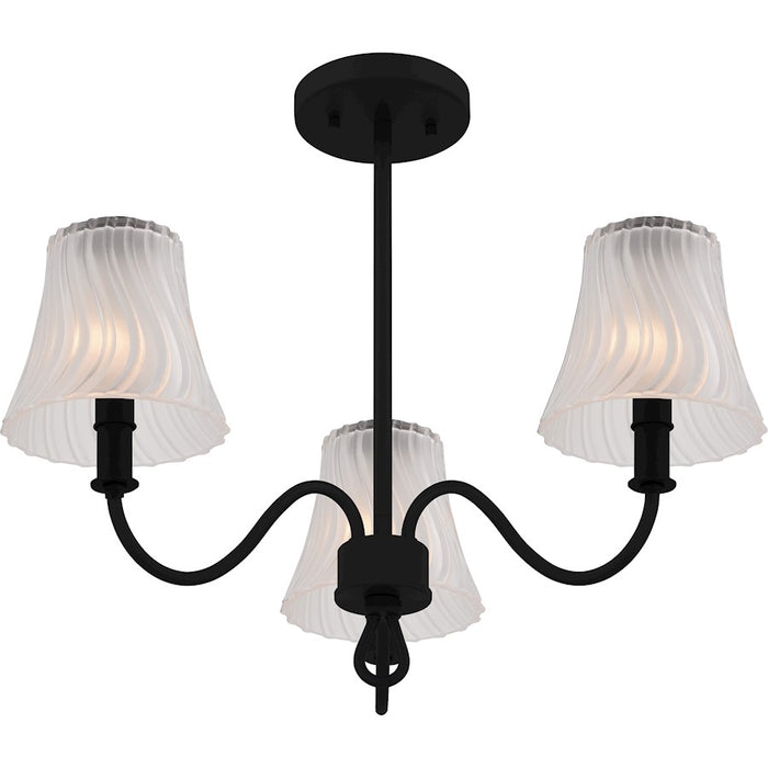 Quoizel McKinney 3Lt Semi-Flush, Black/Clear/Sandblasted/Swirl