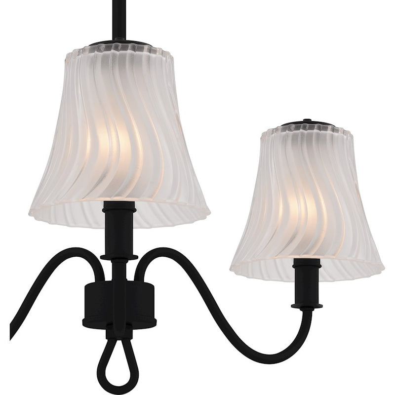 Quoizel McKinney 3Lt Semi-Flush, Black/Clear/Sandblasted/Swirl
