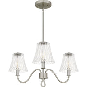 Quoizel McKinney 3Light Chandelier, Brushed Nickel/Clear Swirl Glass - MCK5022BN