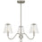 Quoizel McKinney 3Light Chandelier, Brushed Nickel/Clear Swirl Glass