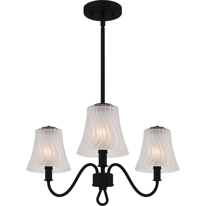 Quoizel McKinney 3Lt Chandelier, Black/Clear/Sandblasted/Swirl - MCK5022MBK