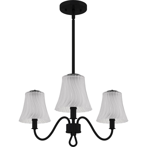 Quoizel McKinney 3Lt Chandelier, Black/Clear/Sandblasted/Swirl