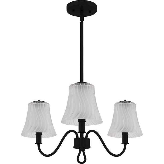 Quoizel McKinney 3Lt Chandelier, Black/Clear/Sandblasted/Swirl