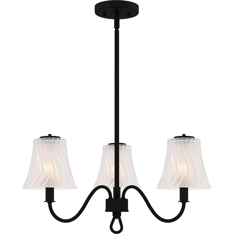 Quoizel McKinney 3Lt Chandelier, Black/Clear/Sandblasted/Swirl