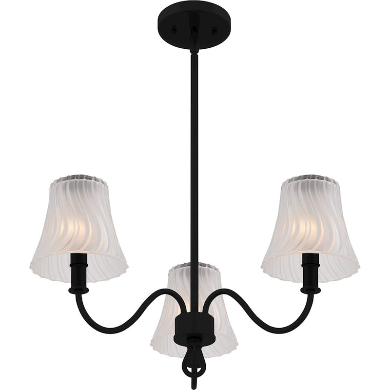 Quoizel McKinney 3Lt Chandelier, Black/Clear/Sandblasted/Swirl