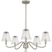 Quoizel McKinney 5Light Chandelier, Brushed Nickel/Clear Swirl Glass - MCK5030BN
