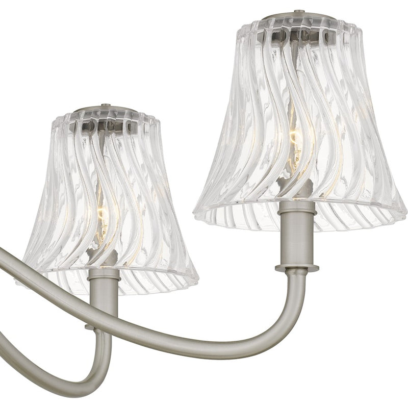 Quoizel McKinney 5Light Chandelier, Brushed Nickel/Clear Swirl Glass