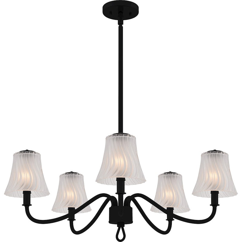 Quoizel McKinney 5Lt Chandelier, Black/Clear/Sandblasted/Swirl - MCK5030MBK