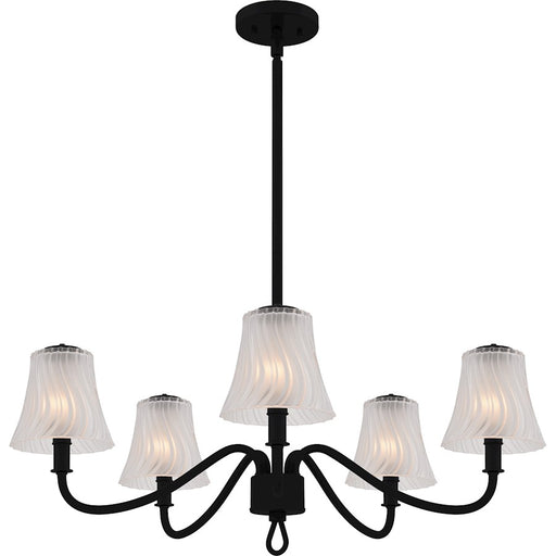 Quoizel McKinney 5Lt Chandelier, Black/Clear/Sandblasted/Swirl - MCK5030MBK