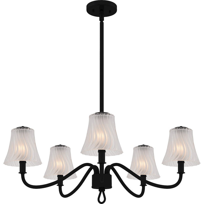 Quoizel McKinney 5Lt Chandelier, Black/Clear/Sandblasted/Swirl - MCK5030MBK