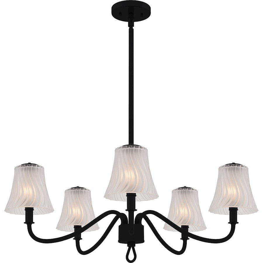 Quoizel McKinney 5Lt Chandelier, Black/Clear/Sandblasted/Swirl - MCK5030MBK