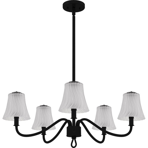Quoizel McKinney 5Lt Chandelier, Black/Clear/Sandblasted/Swirl