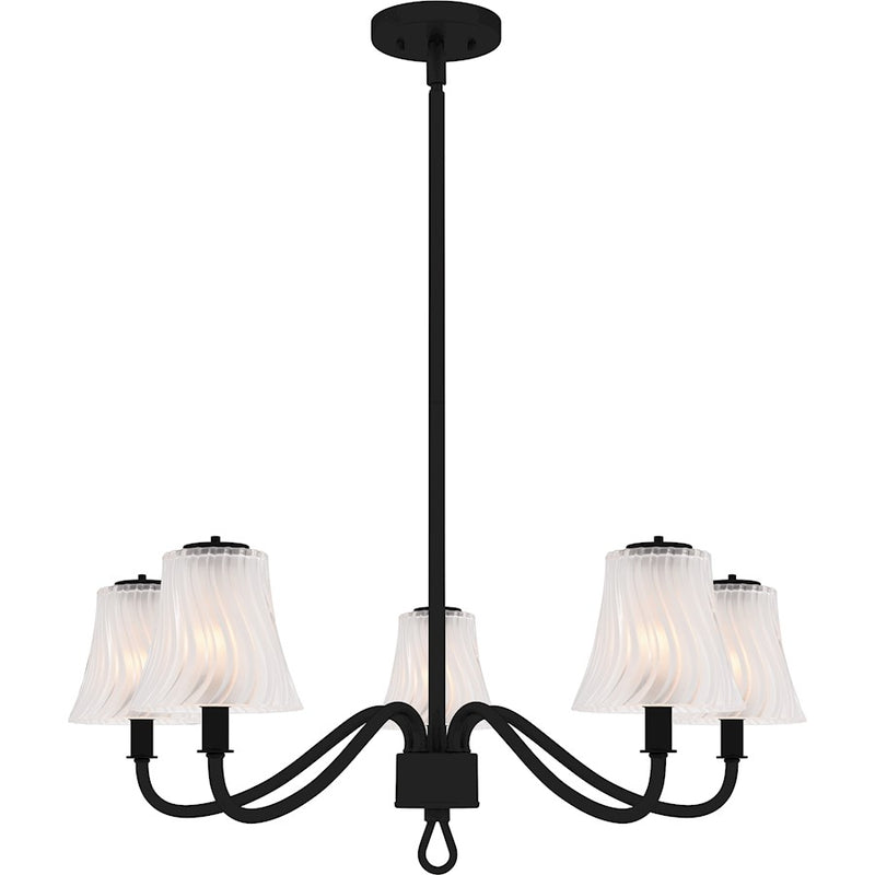 Quoizel McKinney 5Lt Chandelier, Black/Clear/Sandblasted/Swirl