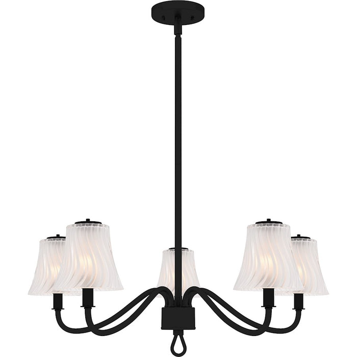 Quoizel McKinney 5Lt Chandelier, Black/Clear/Sandblasted/Swirl