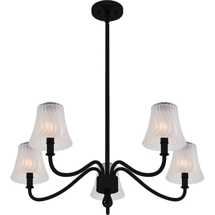 Quoizel McKinney 5Lt Chandelier, Black/Clear/Sandblasted/Swirl