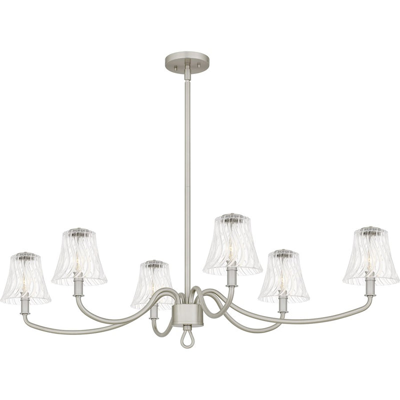Quoizel McKinney 6Lt Island Light, Nickel/Clear Swirl - MCK644BN