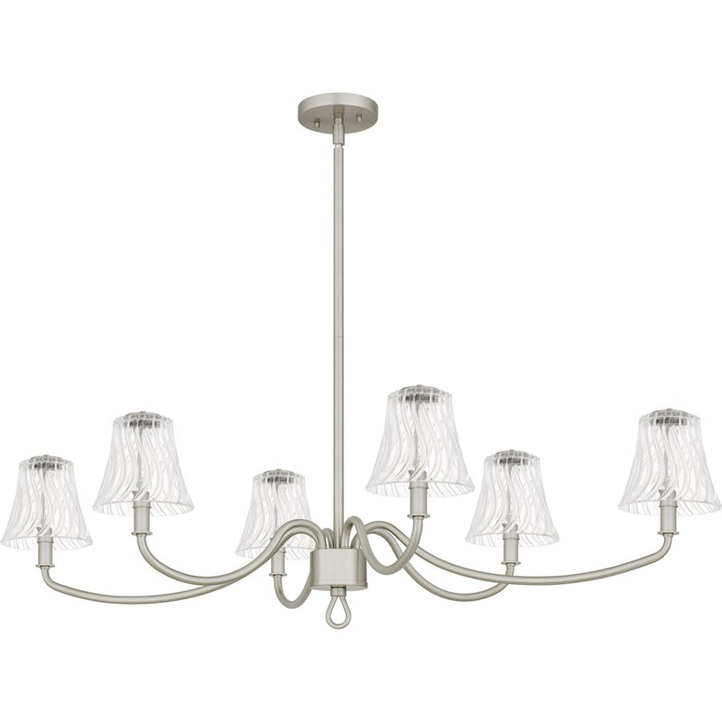 Quoizel McKinney 6Lt Island Light, Nickel/Clear Swirl