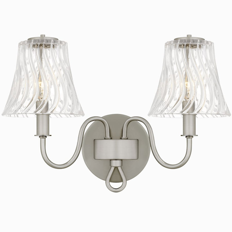 Quoizel McKinney 2Light Bath Light, Brushed Nickel/Clear Swirl Glass - MCK8615BN