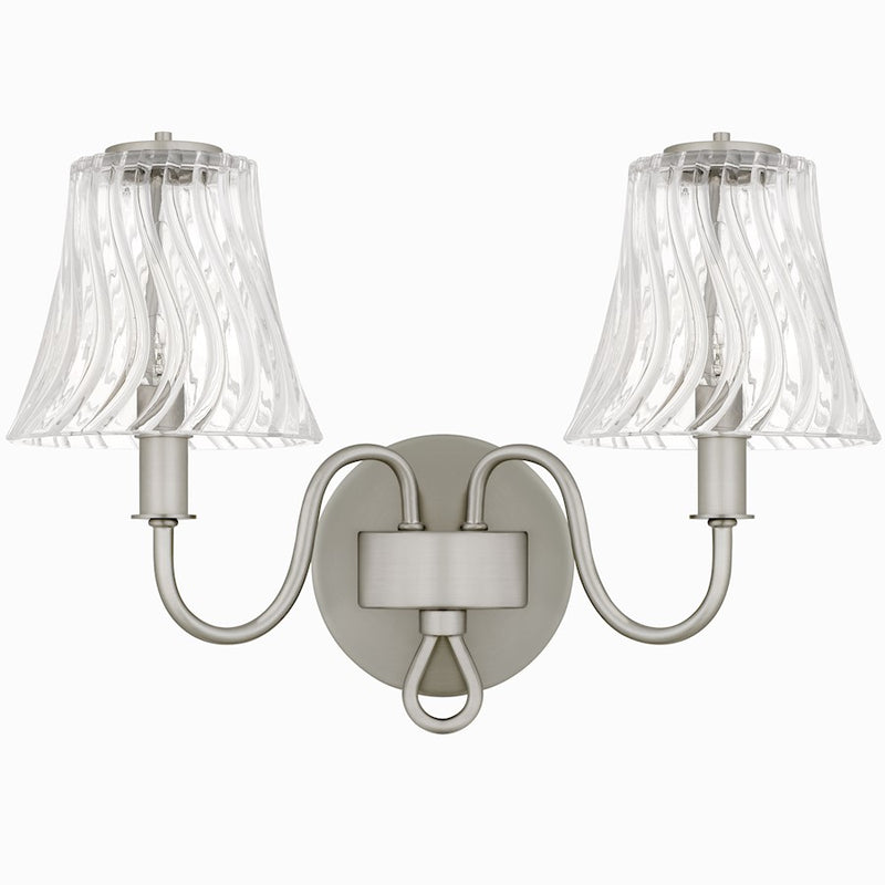 Quoizel McKinney 2Light Bath Light, Brushed Nickel/Clear Swirl Glass