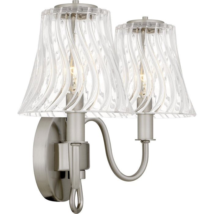 Quoizel McKinney 2Light Bath Light, Brushed Nickel/Clear Swirl Glass