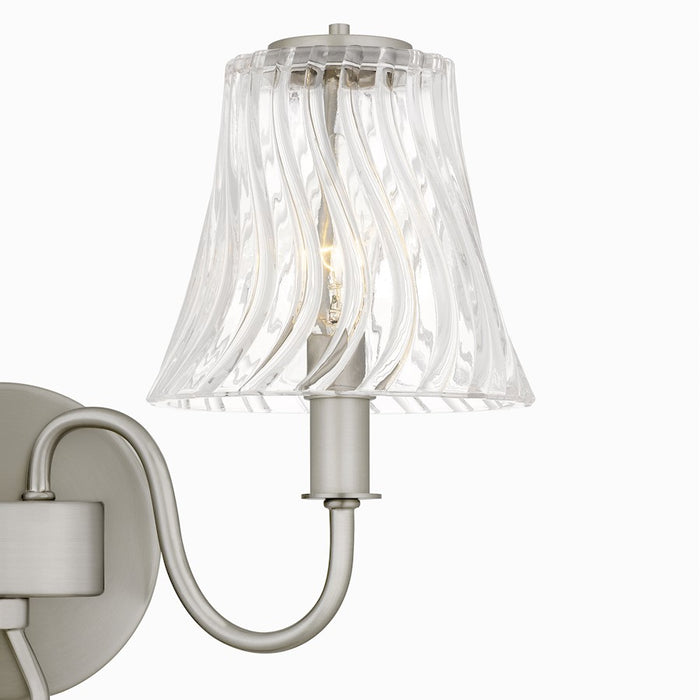 Quoizel McKinney 2Light Bath Light, Brushed Nickel/Clear Swirl Glass