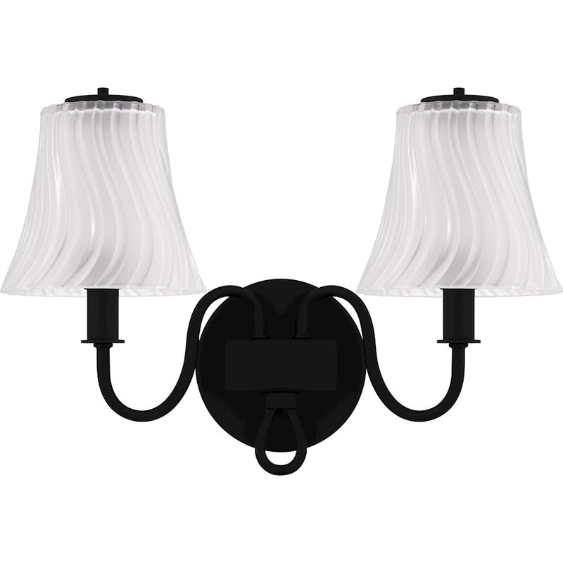 Quoizel McKinney 2Lt Bath Light, Black/Clear/Sandblasted/Swirl