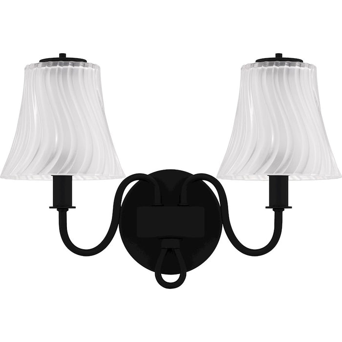 Quoizel McKinney 2Lt Bath Light, Black/Clear/Sandblasted/Swirl