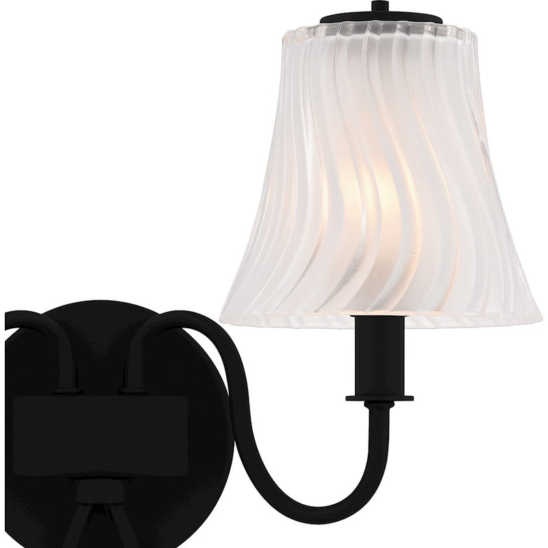 Quoizel McKinney 2Lt Bath Light, Black/Clear/Sandblasted/Swirl