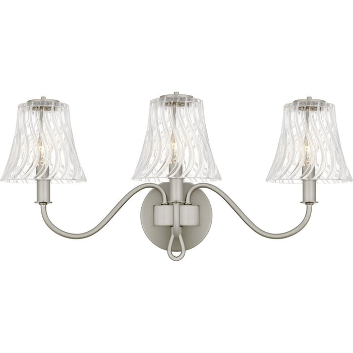 Quoizel McKinney 3Light Bath Light, Brushed Nickel/Clear Swirl Glass - MCK8623BN