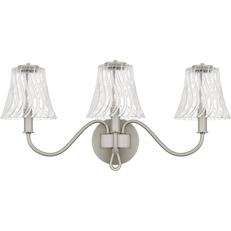 Quoizel McKinney 3Light Bath Light, Brushed Nickel/Clear Swirl Glass